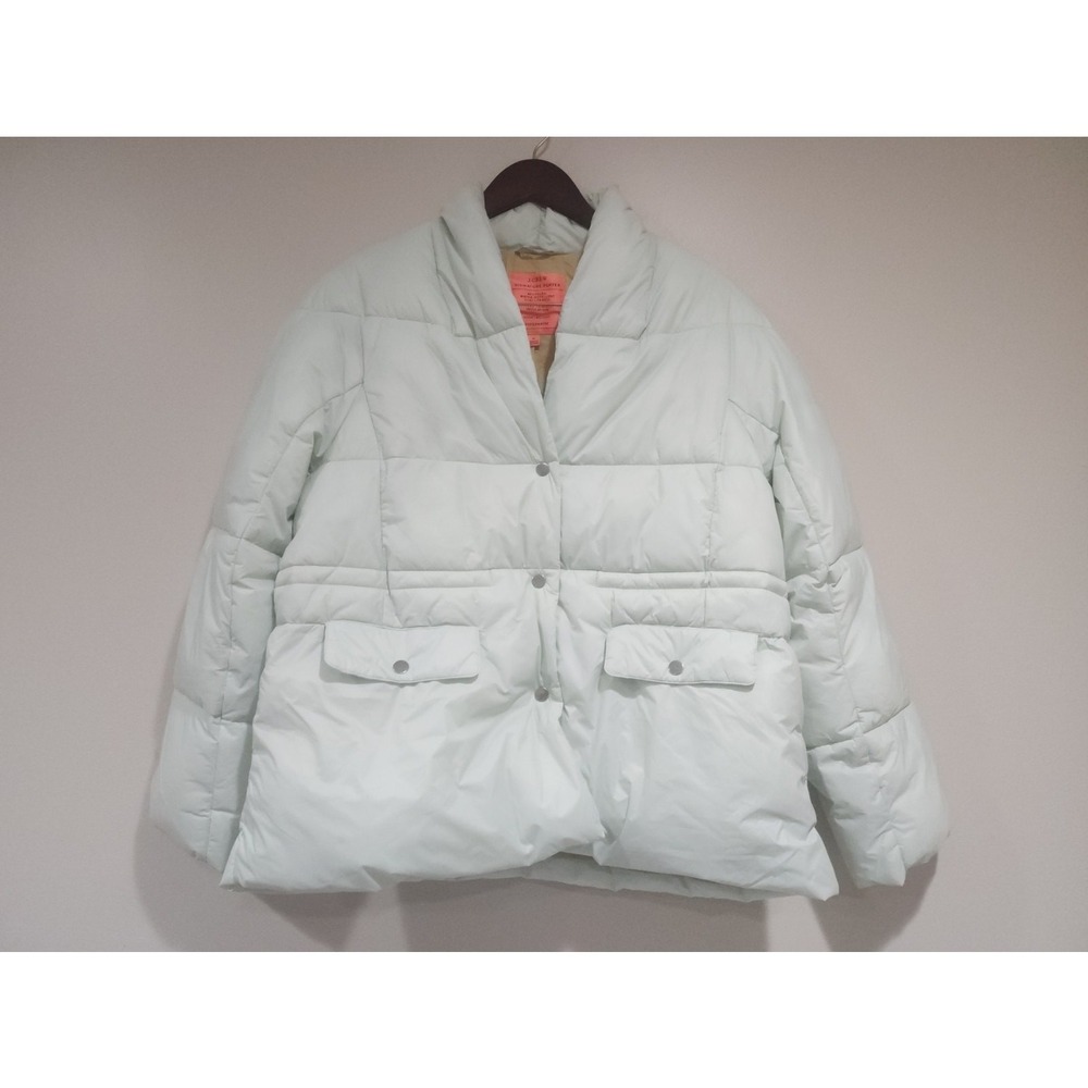 J.Crew Signature Puffer Jacket Women Medium Light Mint Green Insulated Superwarm